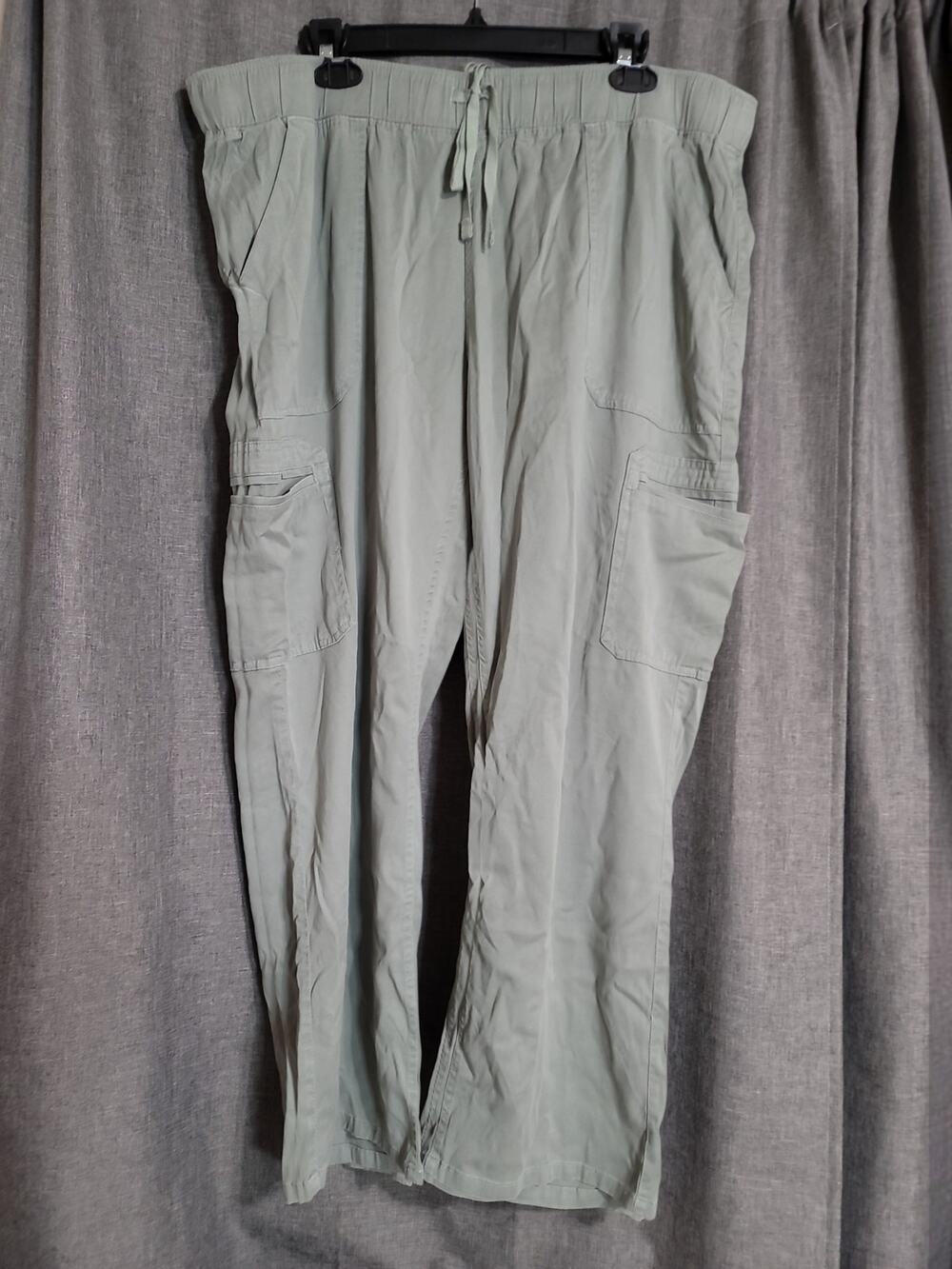 Buffalo Green Tencel Pull-On Cargo Pants with Elastic Drawstring Waist Size XL